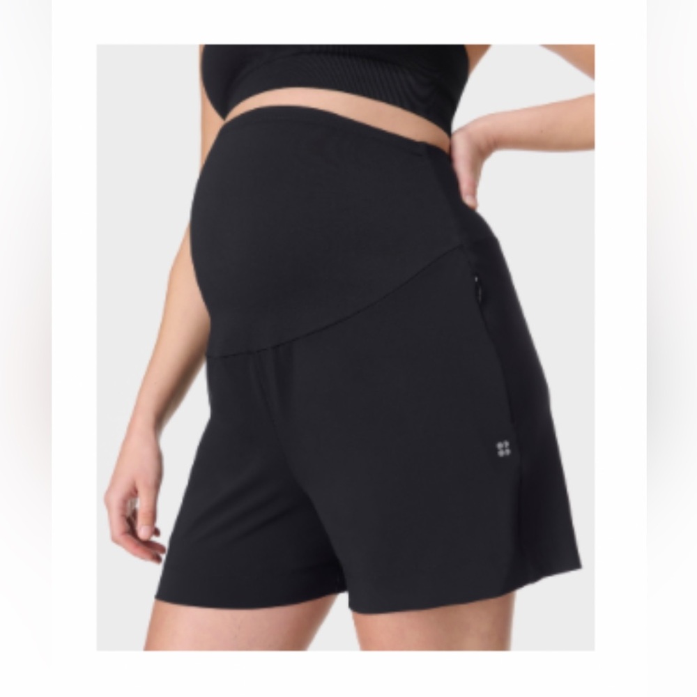 Maternity Black Athletic Shorts with High Support Waistband